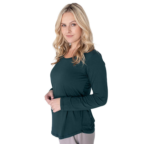 Bamboo Nursing & Maternity Long Sleeve T-shirt | Evergreen - HoneyBug 