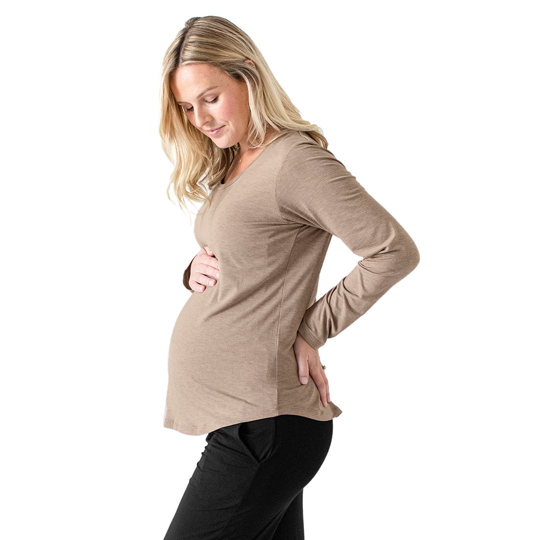 Bamboo Nursing & Maternity Long Sleeve T-shirt | Wheat - HoneyBug 