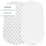 Waterproof Bassinet Sheet Set - Grey Stars - HoneyBug 