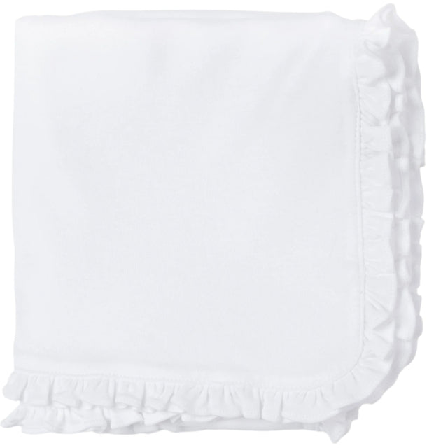 Ruffled Edge Pima Cotton Blanket - White - HoneyBug 