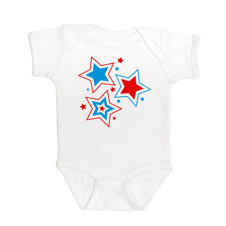 Patriotic Star Short Sleeve Bodysuit - White - HoneyBug 