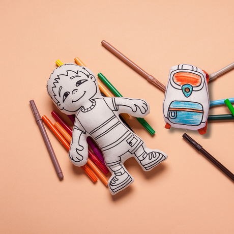 Kiboo Kids: Boy with Pocket Shorts - Colorable and Washable Doll for Creative Play - HoneyBug 