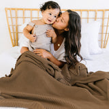 Chunky Knit Throw Blanket - Brown