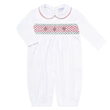 Christmas Smocked Long Sleeve Romper - HoneyBug 