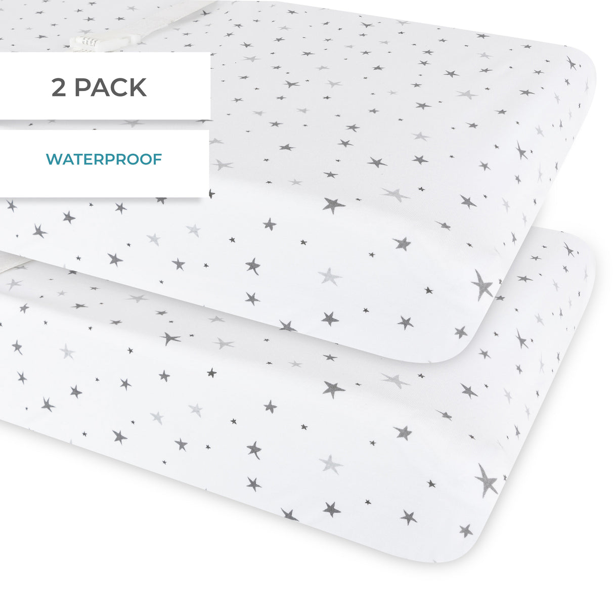 Waterproof Changing Pad Cover | Cradle Sheet Set - Grey Stars