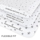 Waterproof Changing Pad Cover | Cradle Sheet Set - Grey Stars