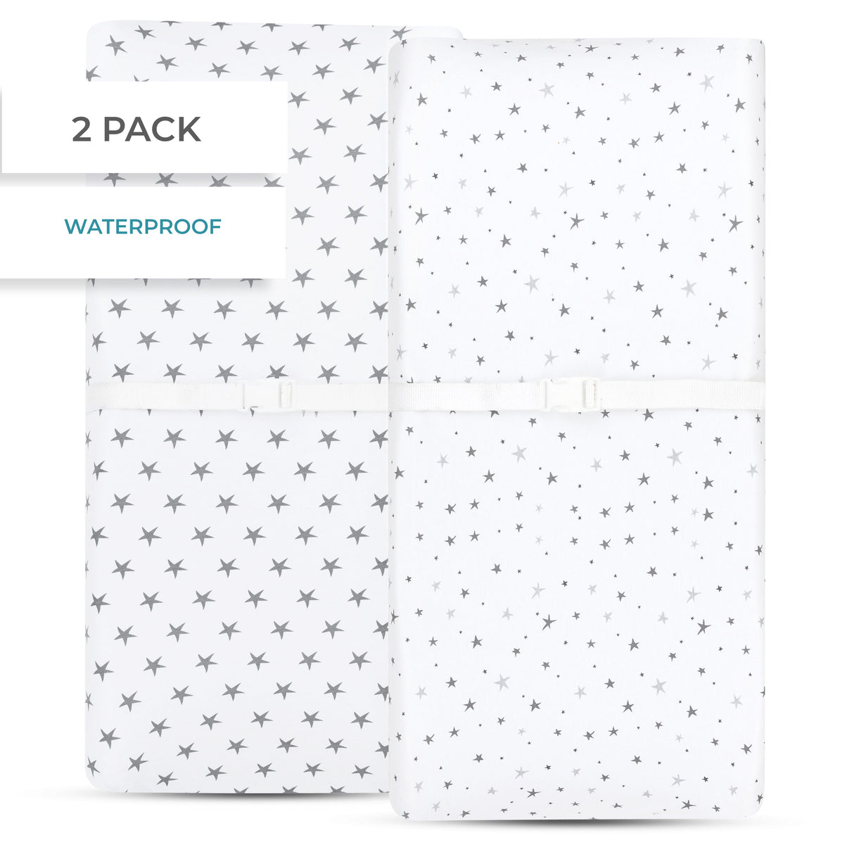 Waterproof Changing Pad Cover | Cradle Sheet Set - Grey Stars