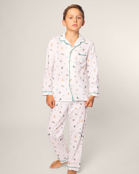 Kid's Twill Pajama Set in Jingle Paws