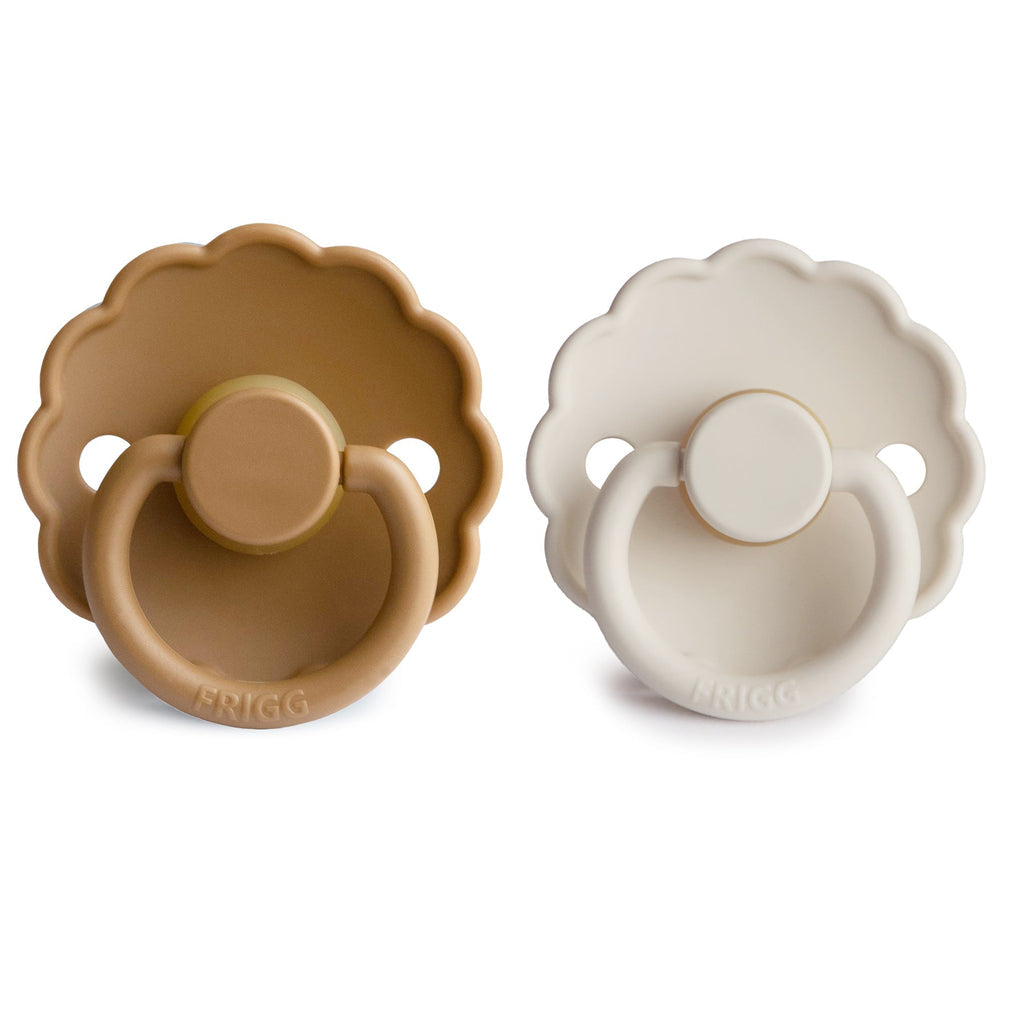 FRIGG Daisy Natural Rubber Pacifier 2-Pack - Cappuccino/Cream