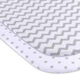 Waterproof Bassinet Sheet Set - Grey Chevron & Polka Dot