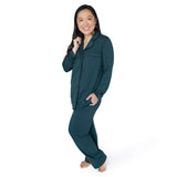 Clea Bamboo Classic Long Sleeve Pajama Set | Evergreen - HoneyBug 