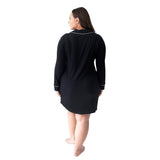 Clea Bamboo Classic Long Sleeve Sleep Shirt | Black - HoneyBug 