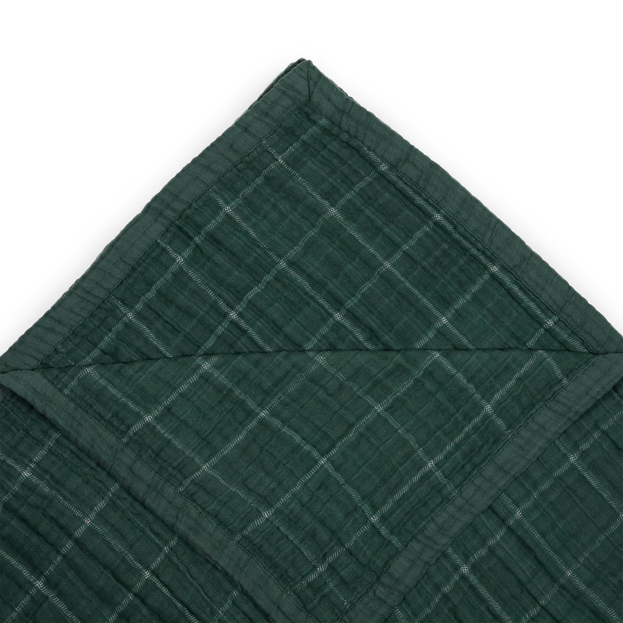 Cotton Muslin Quilted Throw - Evergreen Plaid