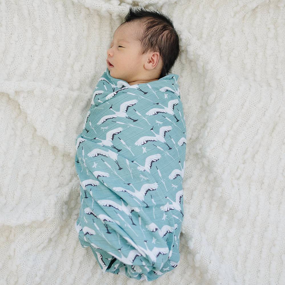 Muslin Swaddle Blanket Oh So Soft Crane - HoneyBug 