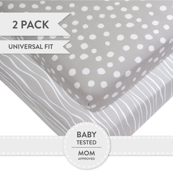Crib Sheet Set - Grey & White Abstract - HoneyBug 