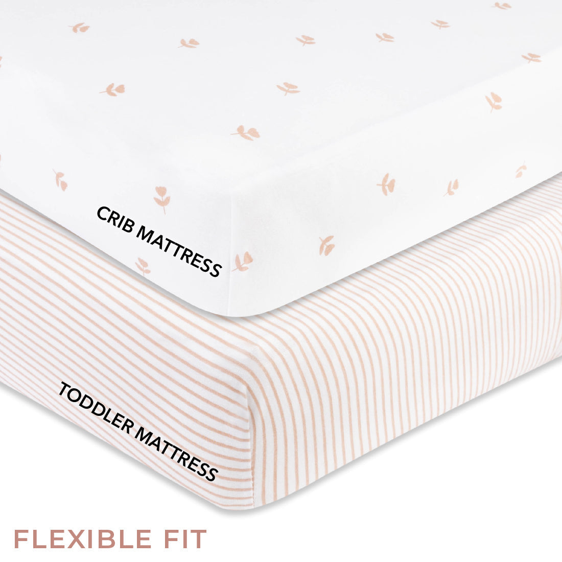 Crib Sheet Set - Mauve Tulip & Stripes - HoneyBug 