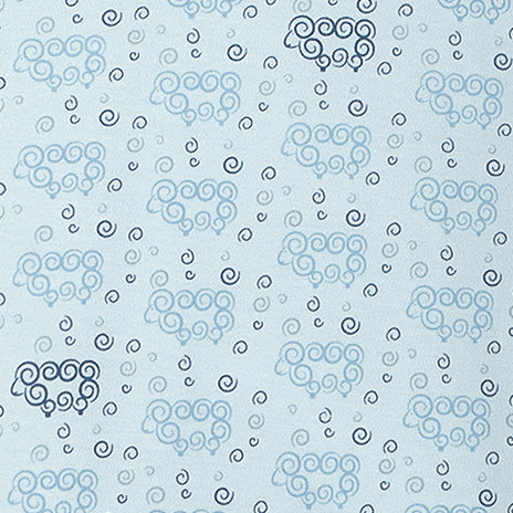 Pocket Long John - Curly Sheep on Baby Blue  100% Pima Cotton by Feather Baby - HoneyBug 