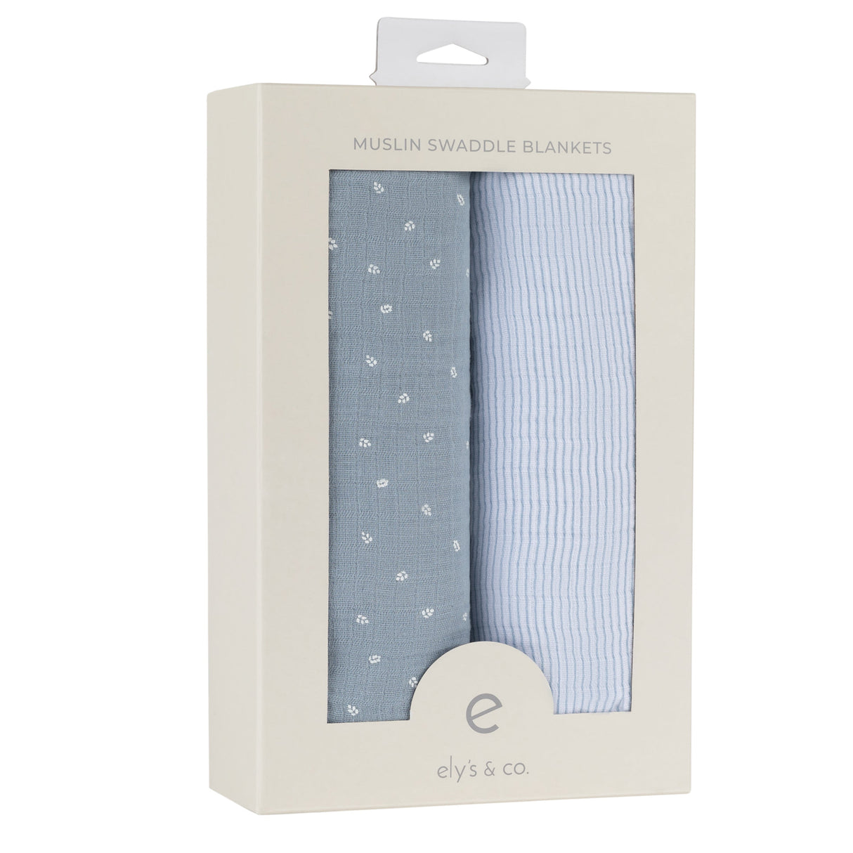 2 Pack Cotton Muslin Swaddle Blanket - Blue Leaf & Stripes