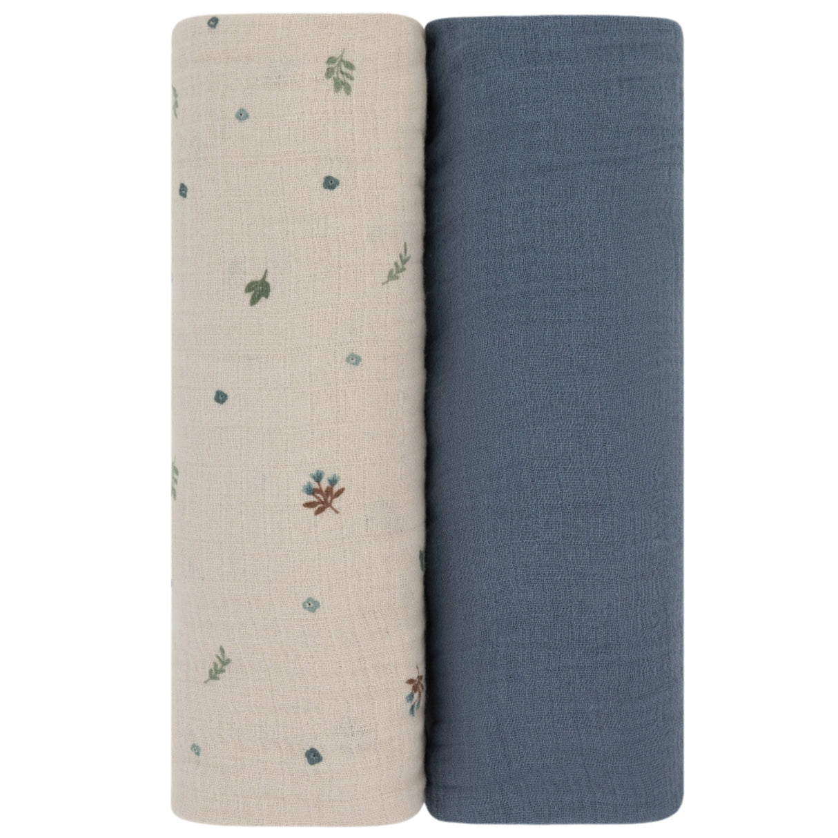 2 Pack Cotton Muslin Swaddle Blanket - Garden Flower - Blue