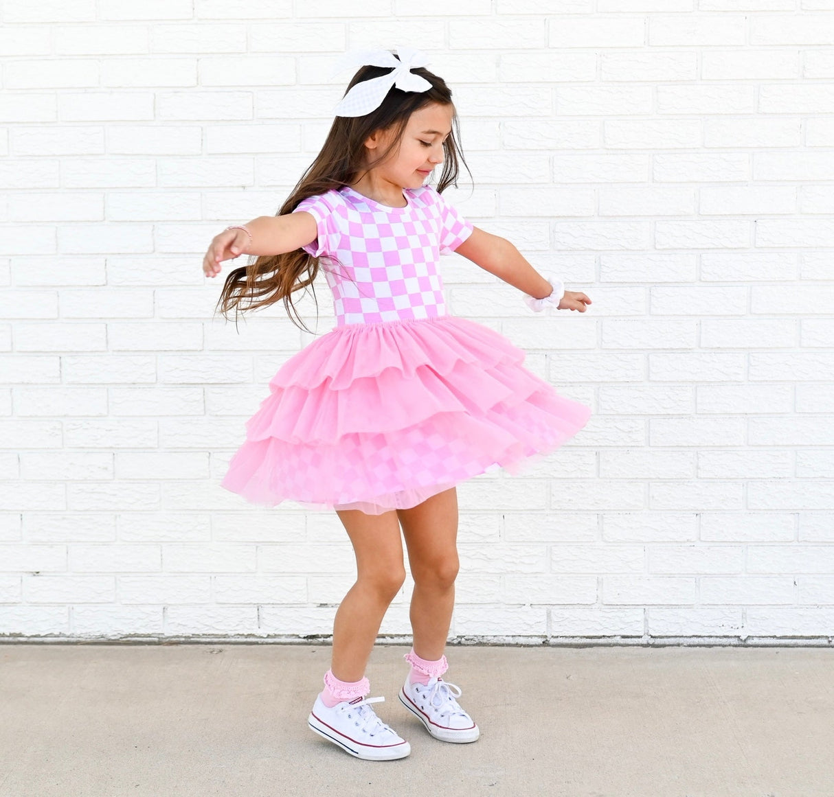 BUBBLEGUM CHECKERS DREAM TUTU DRESS