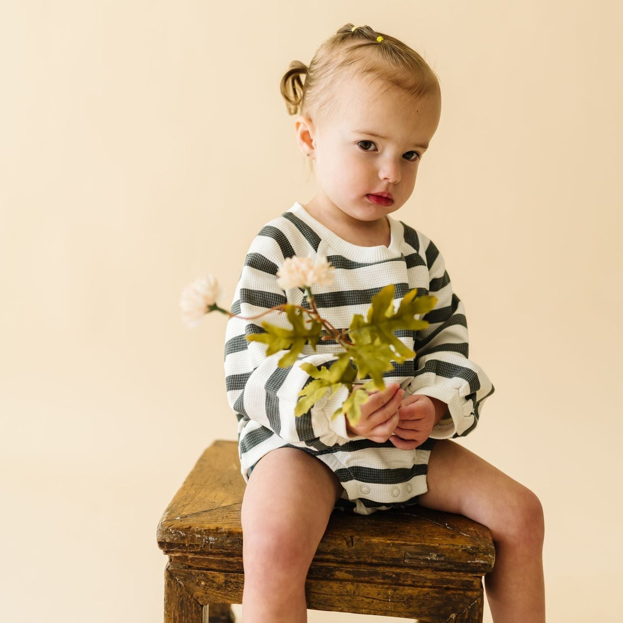 Organic Bubble Romper - Slate Stripes