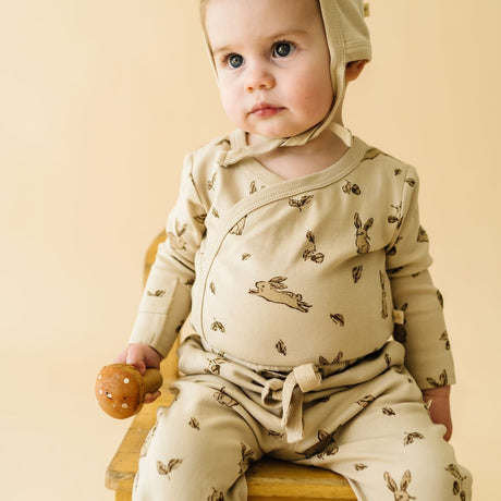 Organic Kimono Onesie & Pants Set - Bunny Hop