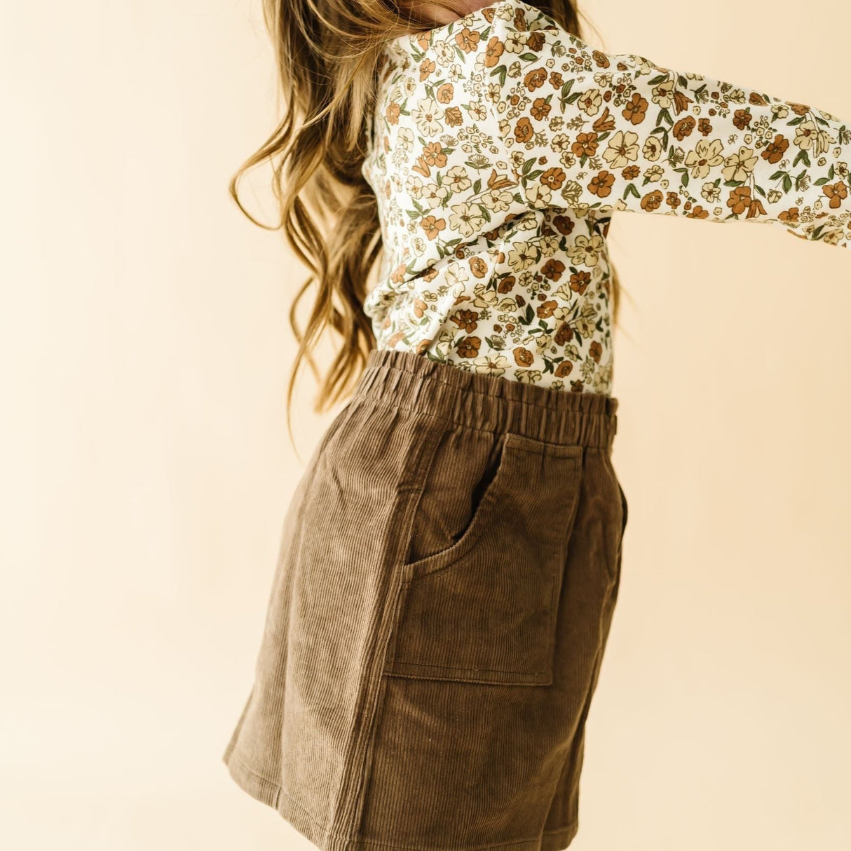 Organic Tee and Corduroy Skirt Set - Espresso