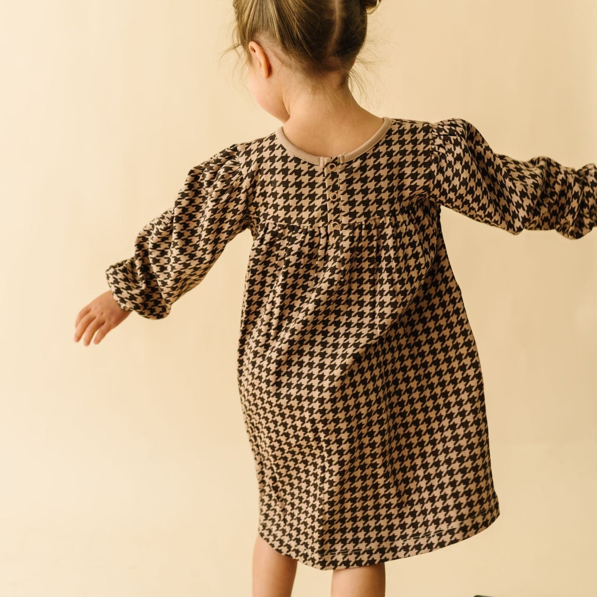 Organic Smocked Dress - Houndstooth