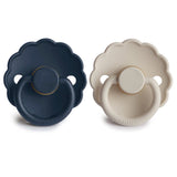 FRIGG Daisy Natural Rubber Pacifier 2-Pack - Dark Navy/Sandstone