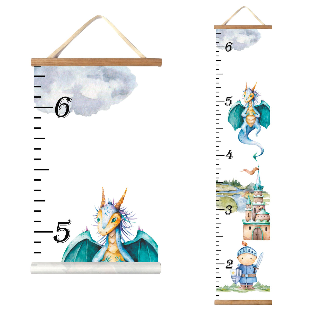 Canvas Kids Growth Chart - Dragons & Knights