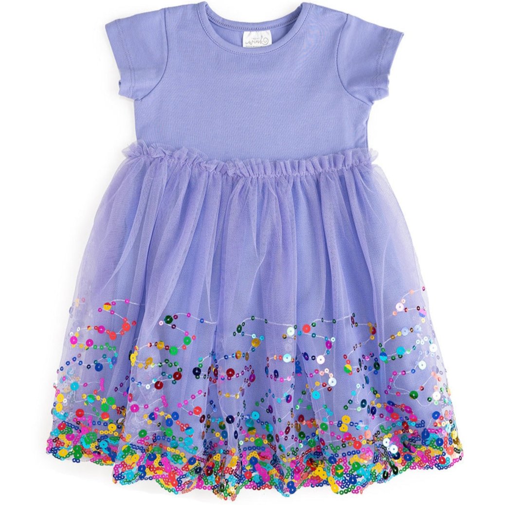 Lavender Confetti Short Sleeve Tutu Dress - HoneyBug 