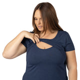 Eleanora Bamboo Maternity & Nursing Lounge Dress | Navy Heather - HoneyBug 