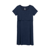 Eleanora Bamboo Maternity & Nursing Lounge Dress | Navy Heather - HoneyBug 