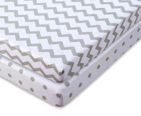 Waterproof Pack N Play I Portable Crib Sheet Set - Grey Chevron