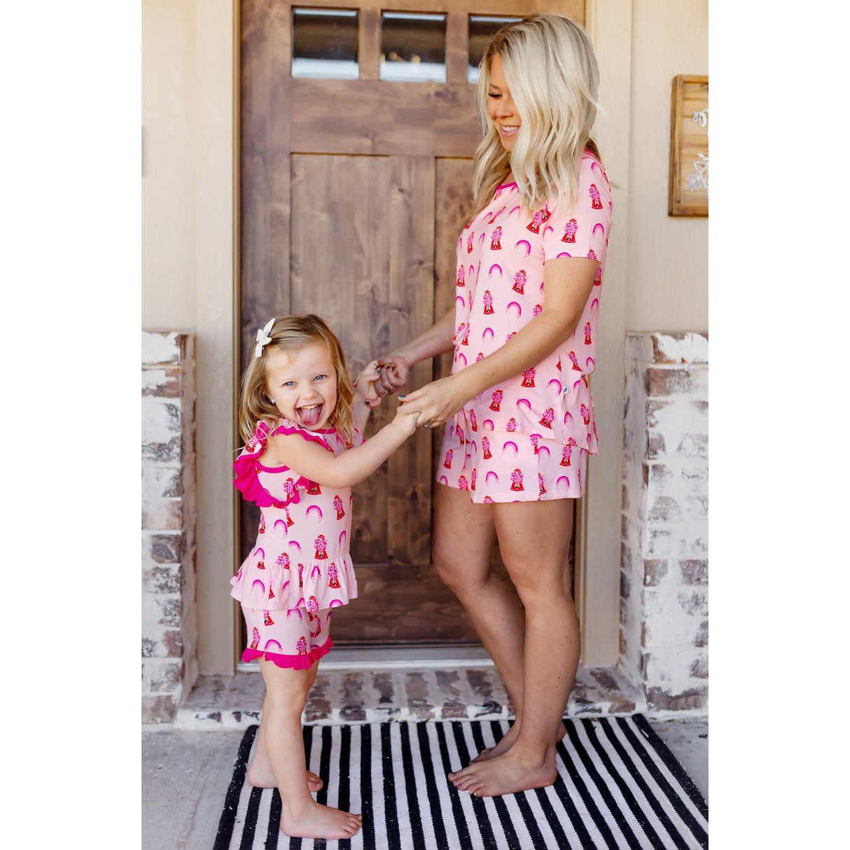 Painted Heart Gumballs Ruffle Peplum Shorts Set (2T-6Y) - HoneyBug 