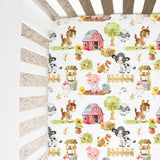 Fitted Crib Sheet - Farm Animals