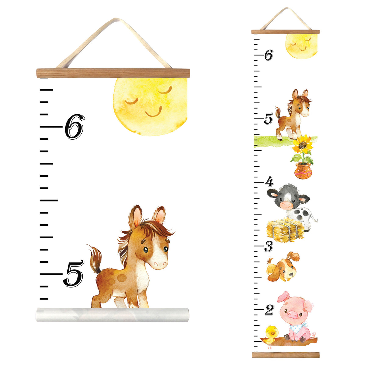 Canvas Kids Growth Chart -Farm Animals