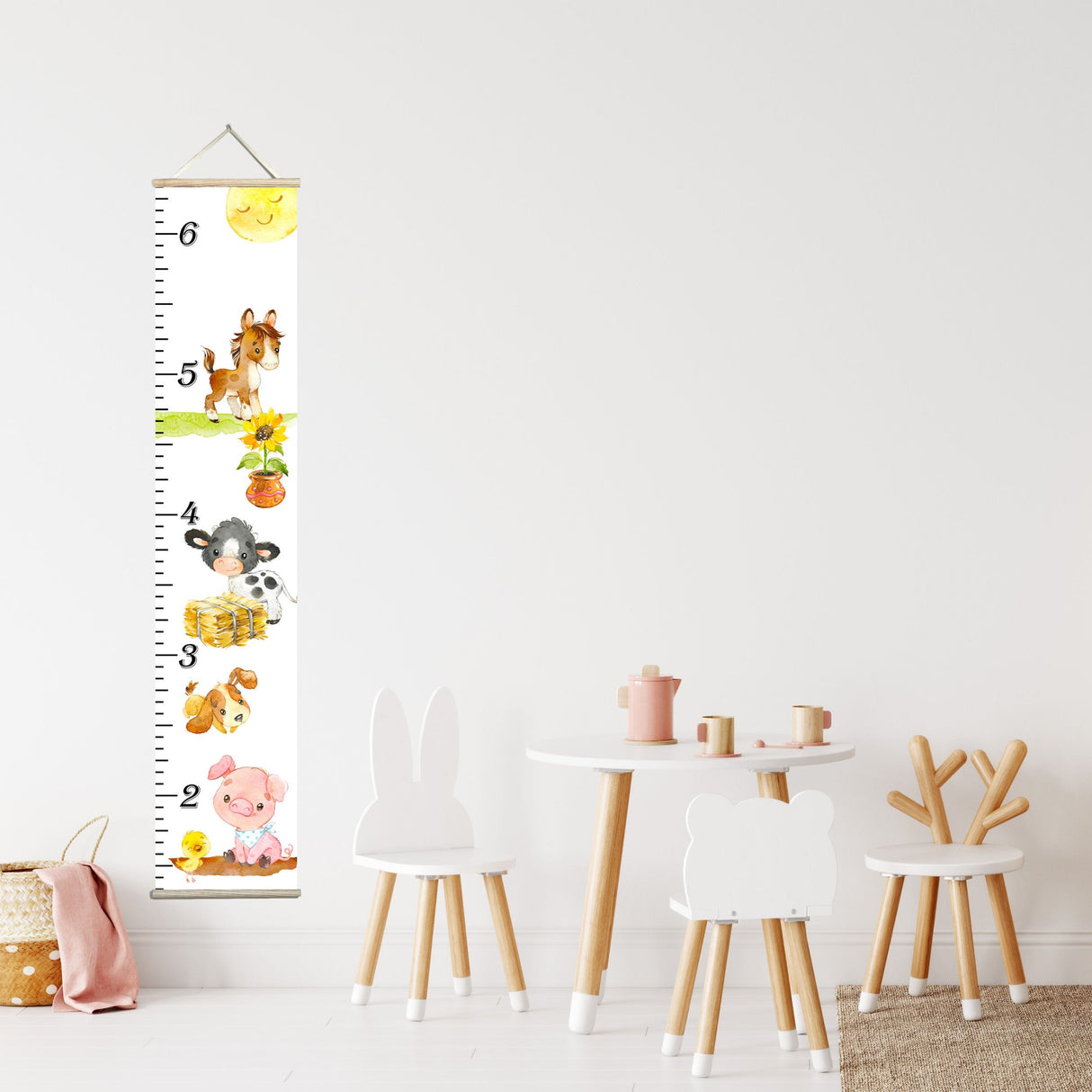 Canvas Kids Growth Chart -Farm Animals