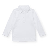 Finn Pima Cotton Long Sleeve Polo for Boys - White - HoneyBug 