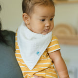 Cotton Muslin + Fleece Bandana Bib 4 Pack - White