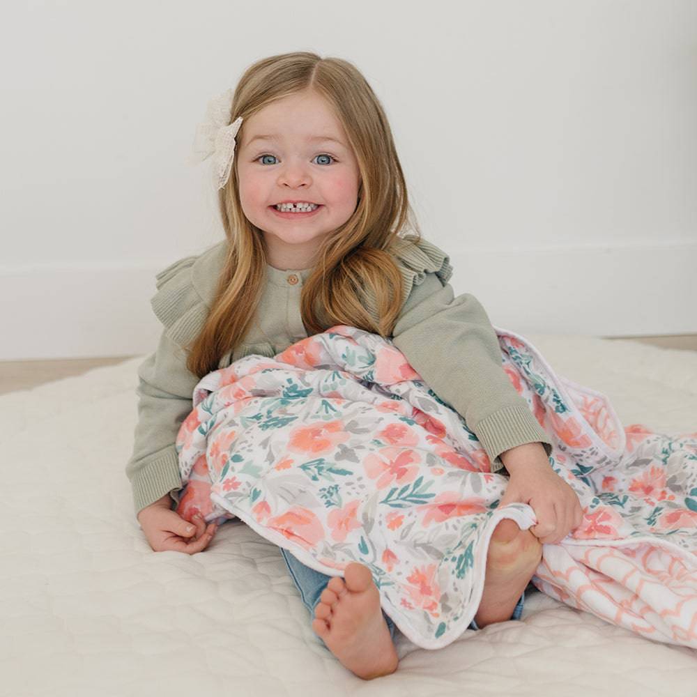 Floret + Trellis Premium Cotton Snuggle Blanket - HoneyBug 