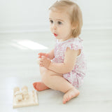 Tie Romper - Daffodil - Hot Pink on White  100% Pima Cotton by Feather Baby - HoneyBug 