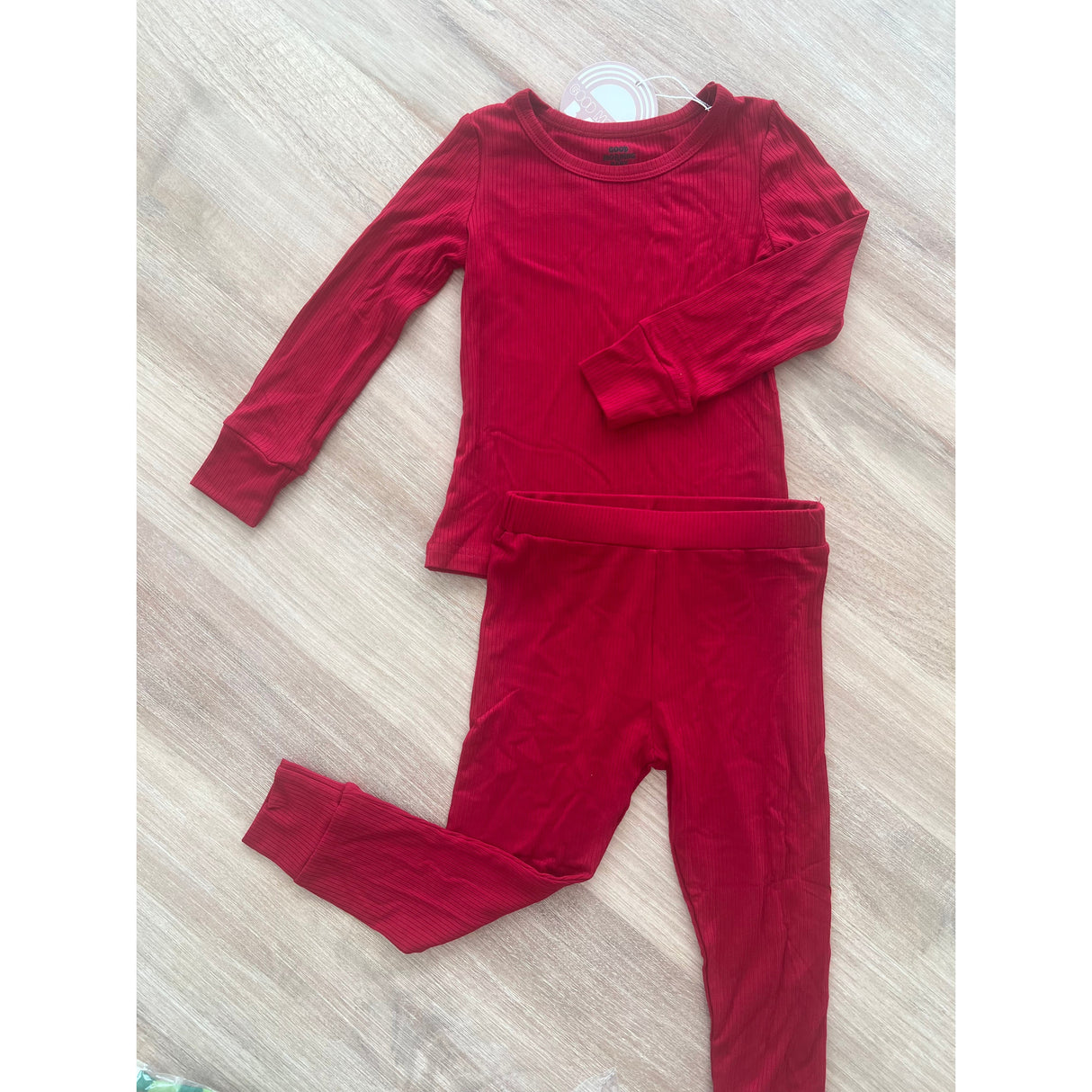 Ribbed Red Bamboo Jammies - HoneyBug 