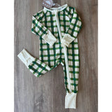 GMB Green Plaid Bamboo Onesie - HoneyBug 