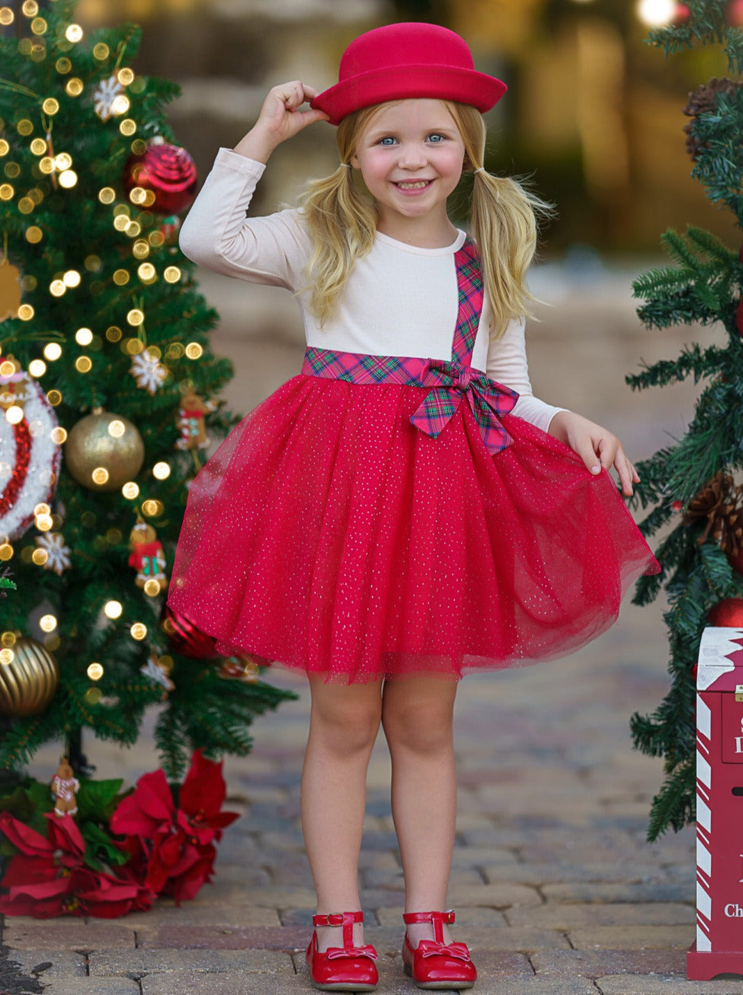 All That Glitters Plaid Bow Christmas Tutu Dress