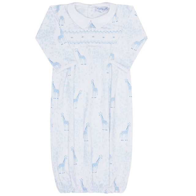 Blue Giraffe Print Smocked Gown - HoneyBug 