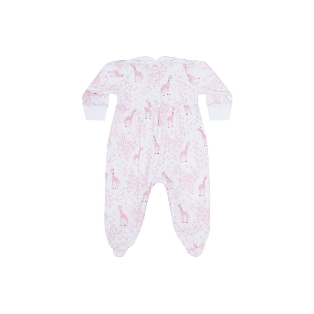 Pink Giraffe Print Smocked Footie - HoneyBug 