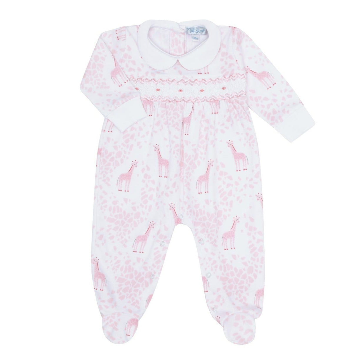 Pink Giraffe Print Smocked Footie - HoneyBug 