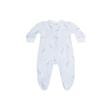 Blue Giraffe Print Smocked Footie - HoneyBug 