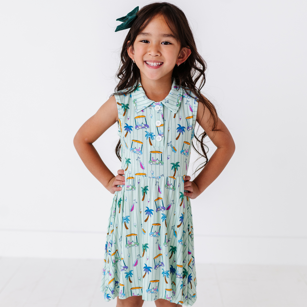 It's Fore O'Clock Somewhere Girls Collared Dress